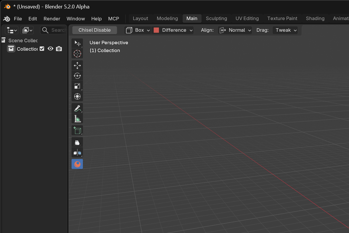 Chisel tool in the toolbar
