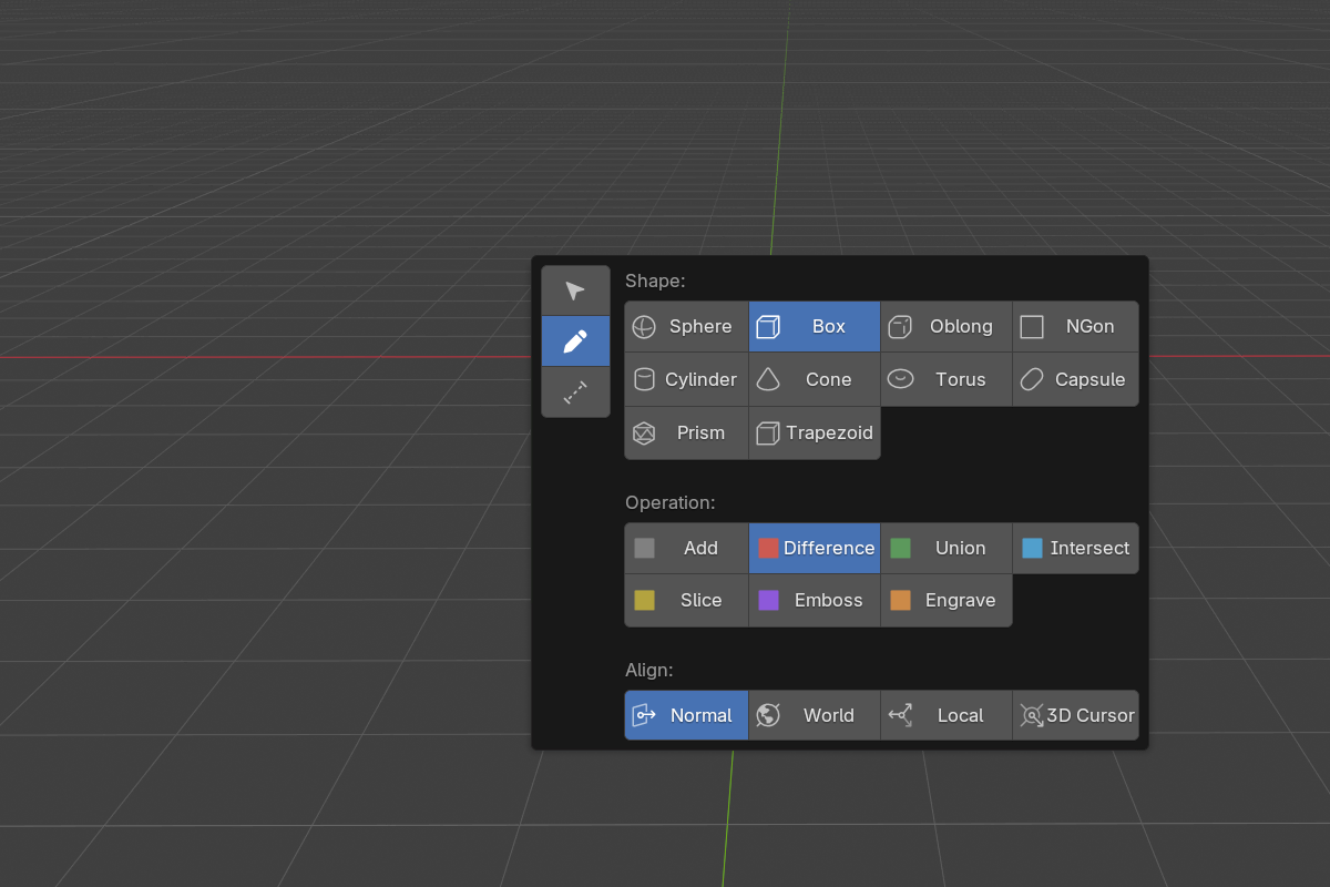D menu in Create mode