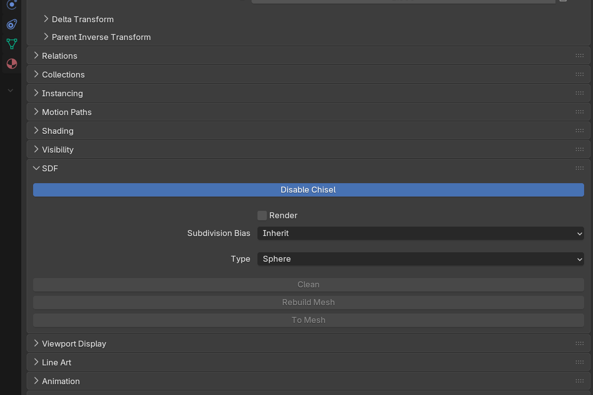 Object SDF settings
