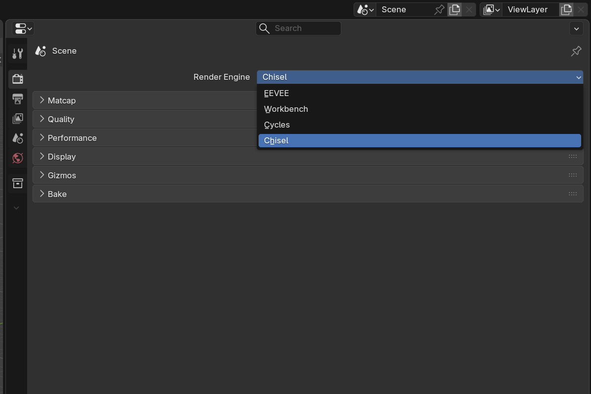 Pick the Chisel render engine