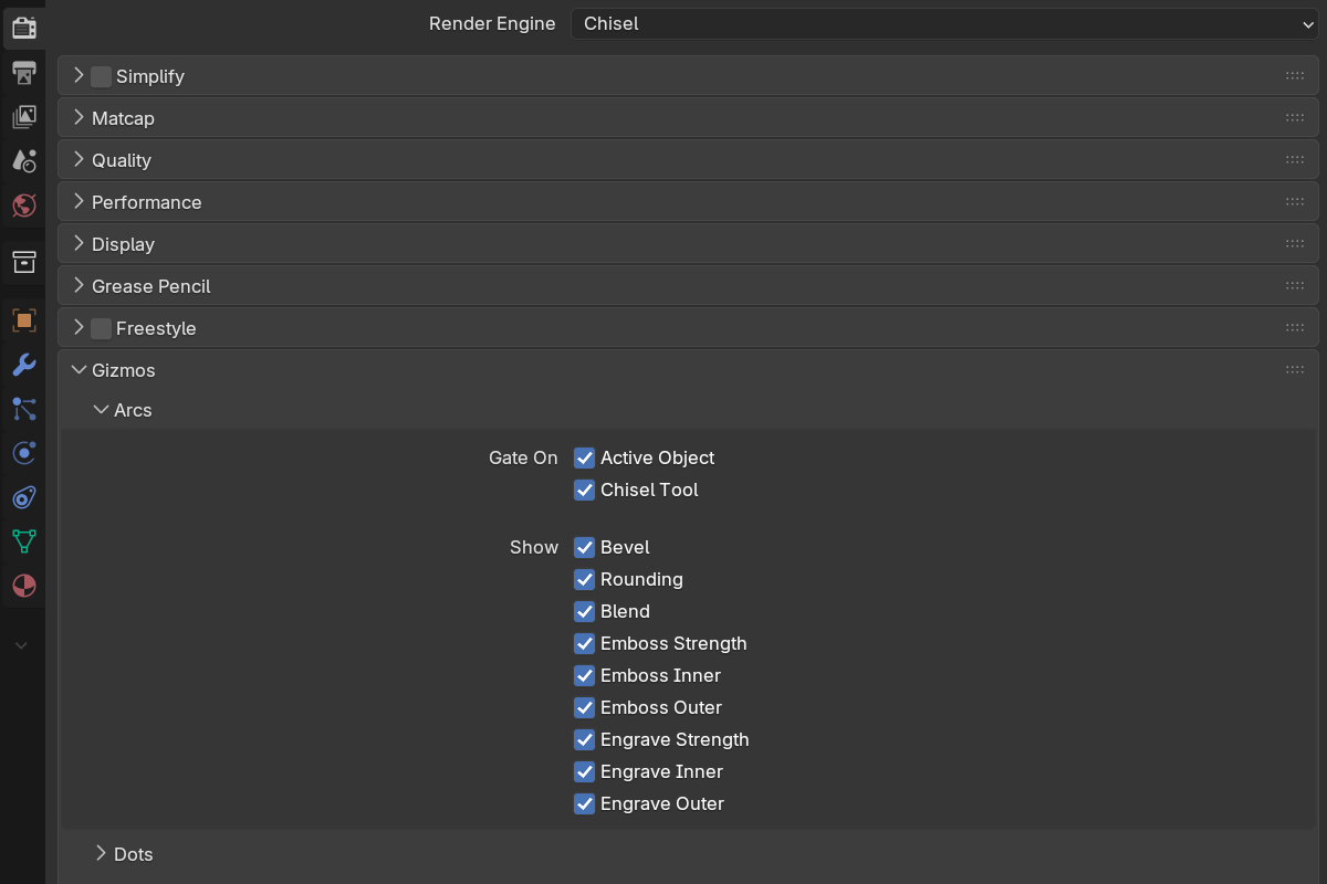 Arc gizmo settings