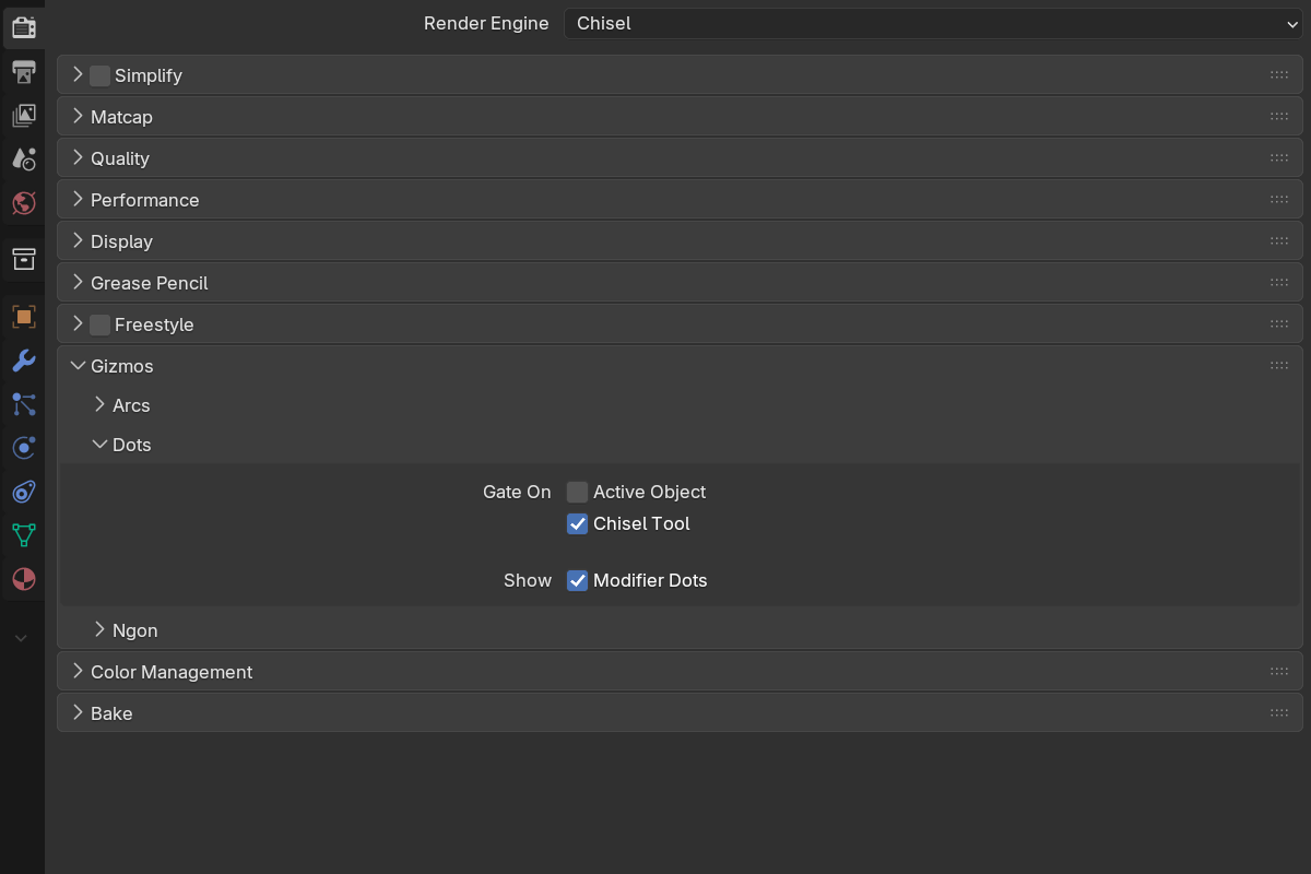 Dot gizmo settings